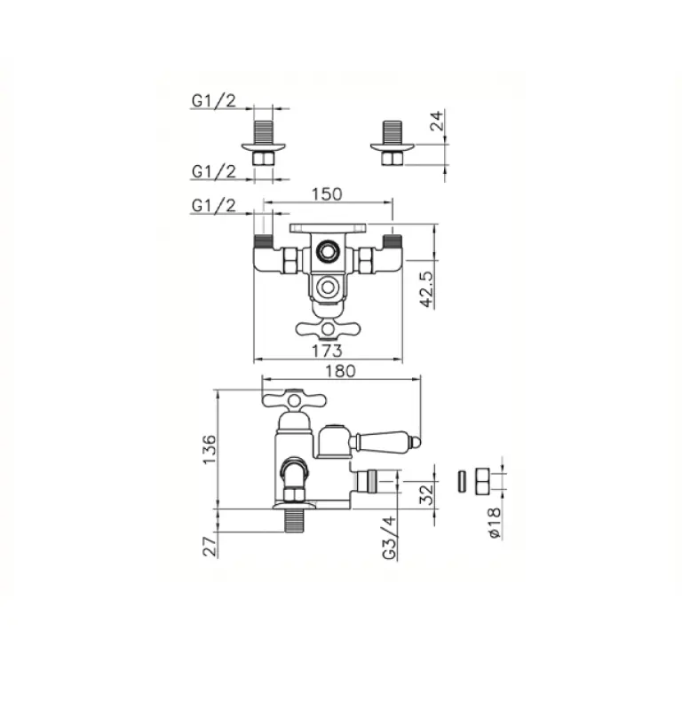 Huber Croisette Douchemengkraan Chroom 150.CS51H.CR