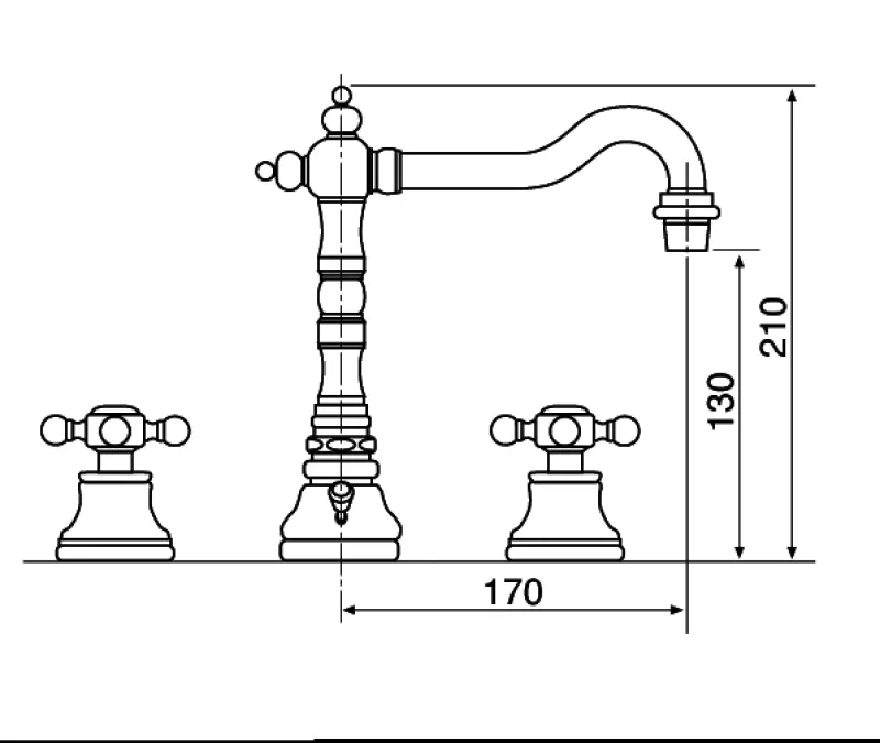 Wastafelkraan 3-gats nostalgisch Brons V2060BR
