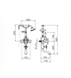 Huber Victorian Thermostatische Badkraan met Douchegarnituur Chroom-Goud 198.VT01H.CA