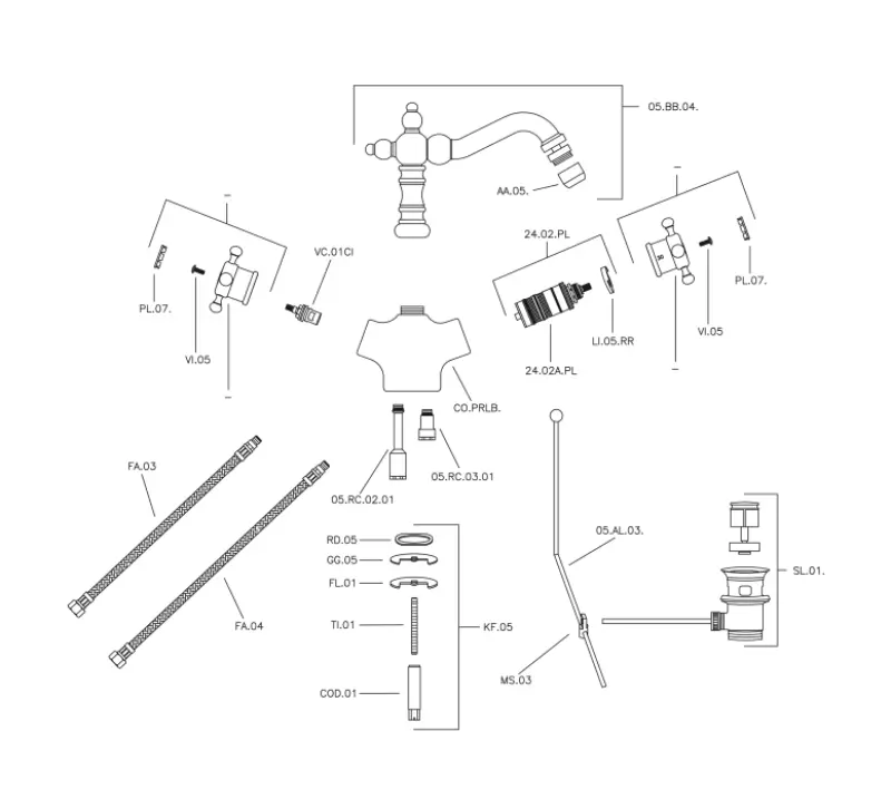 Huber Victorian Thermostatische Bidetmengkraan Goud VTT560102G