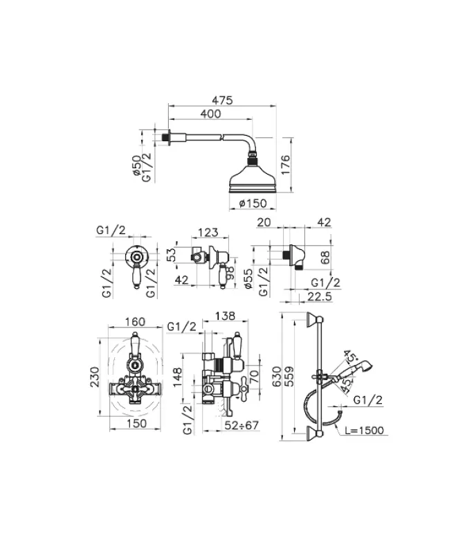 Huber Croisette Inbouw Thermostatische Doucheset Brons 912.CS01H.BA