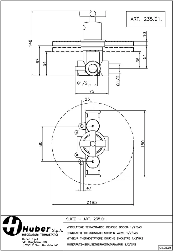 Huber Suite Inbouw thermostaat zonder stopkraan 23501HCR