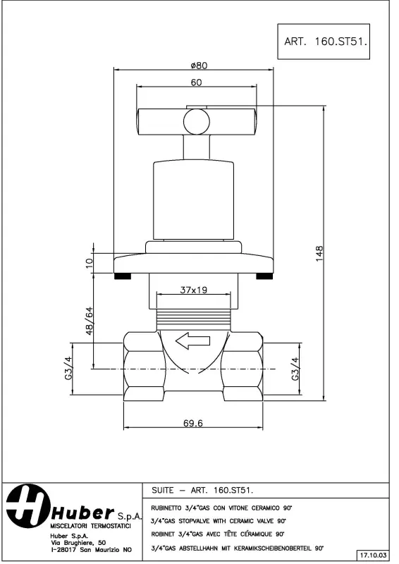 Huber Suite Inbouw stopkraan 160ST51HCR