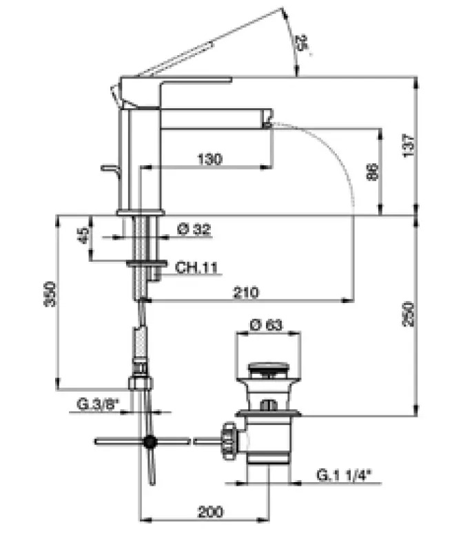 Huber Dado Cascade wastafelkraan chroom DC.000510.21