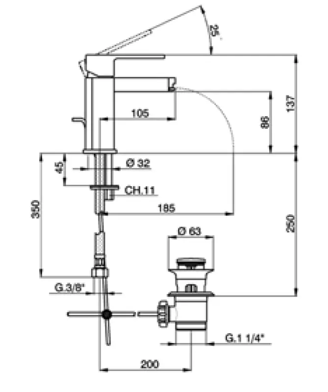 Huber Dado Cascade Bidetmengkraan Chroom DC.000550.21