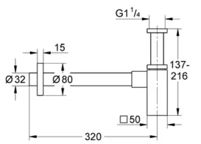 Grohe bekersifon vierkant chroom 40564000