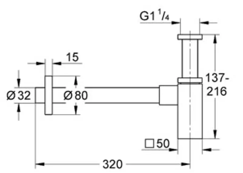 Grohe bekersifon vierkant chroom 40564000