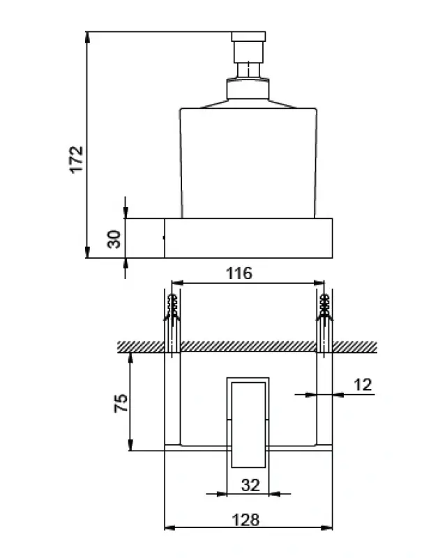 Huber Square zeepdispenser Chroom-Matglas SQ.090620.21