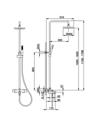 Huber Tratto Bad/Doucheset met thermostaat chroom TVC8301021