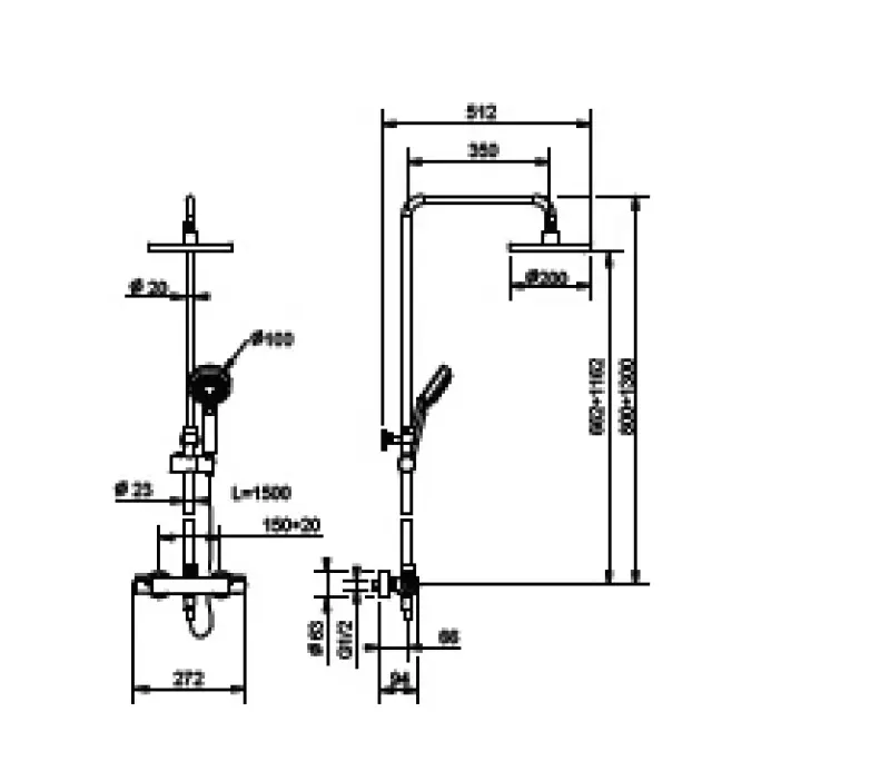 Huber Premium Elite douchekolom met thermostaat Chroom PMC8203021