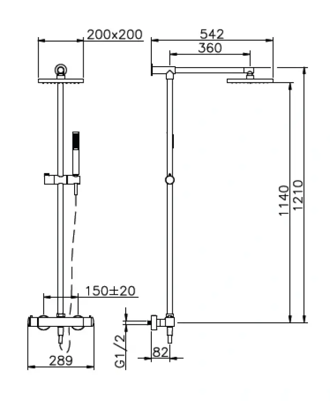 Huber Dado Douchekolom met thermostaatkraan Chroom DDC7801021