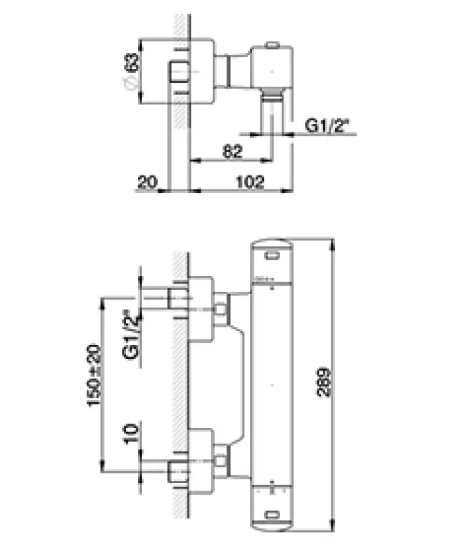 Huber Dado Douche thermostaatkraan Chroom DD.T01010.21 