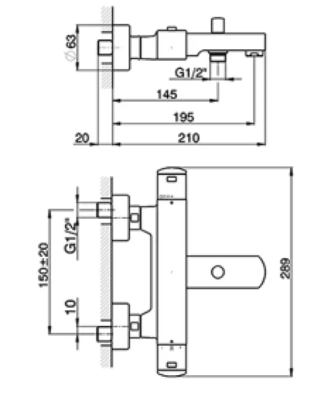 Huber Dado badthermostaatkraan Chroom DD.T27010.21