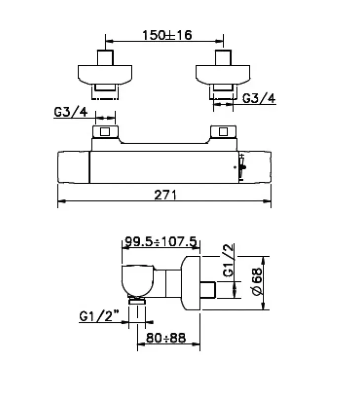 Huber Icon Douchethermostaatkraan chroom 880.05H.CR