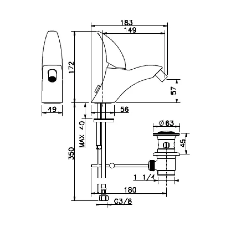 Huber Icon Bidetmengkraan Chroom 886.01H.CR