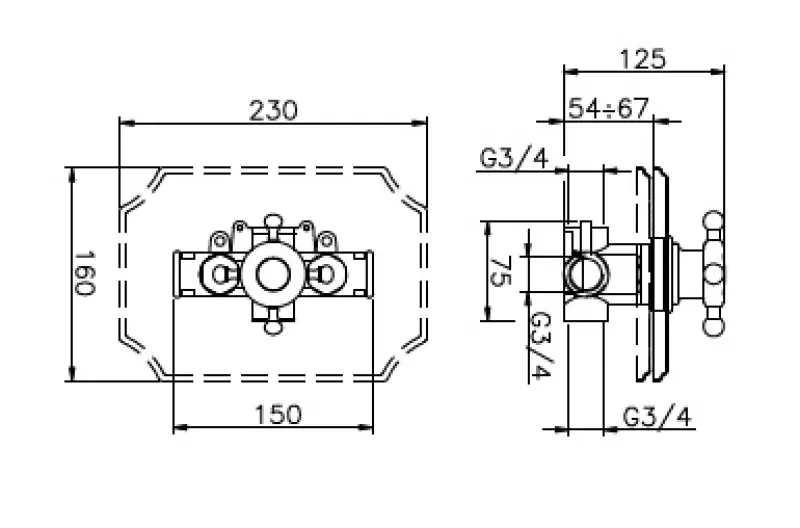 Huber Victorian inbouw thermostaatkraan Brons 1154959582