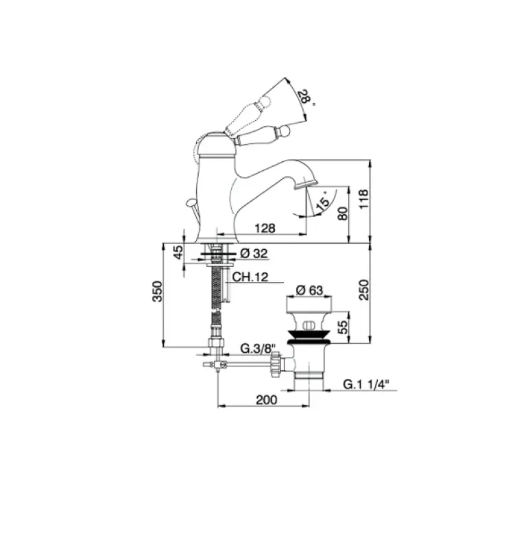 Huber Croisette Wastafelmengkraan Brons CM00051027