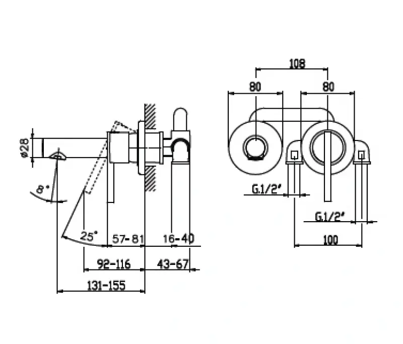 Huber Tratto inbouw wastafelkraan chroom TT.002510.21