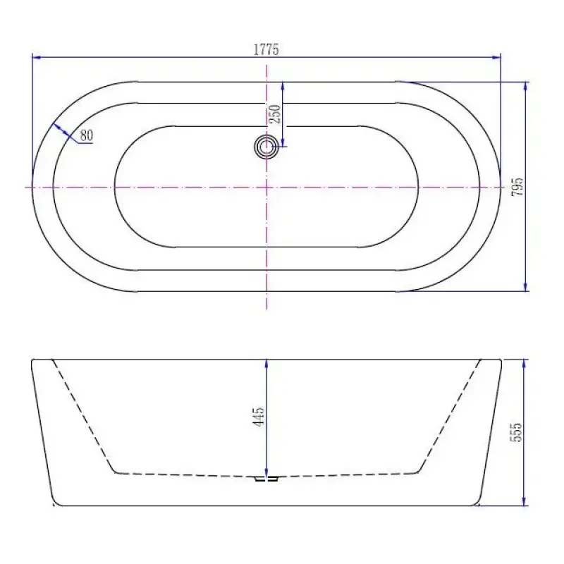 Blusani Free vrijstaand bad 178x80 acryl wit 1205448802