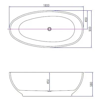 Blusani Free Oval vrijstaand bad 180x90 acryl BF01104