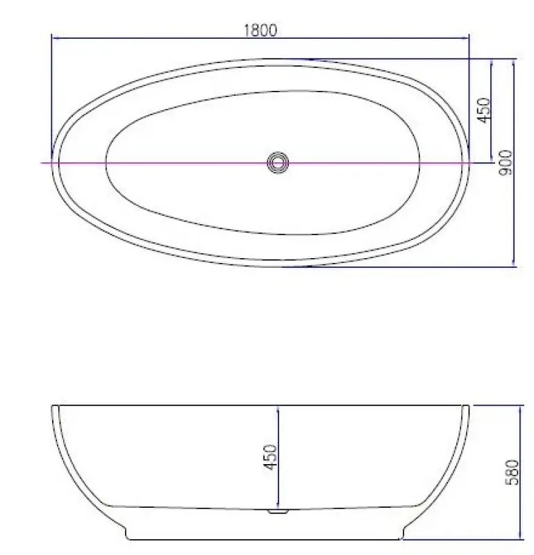 Blusani Free Oval vrijstaand bad 180x90 acryl BF01104