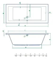 Blusani Quad ligbad 180x80 cm wit BQ412180