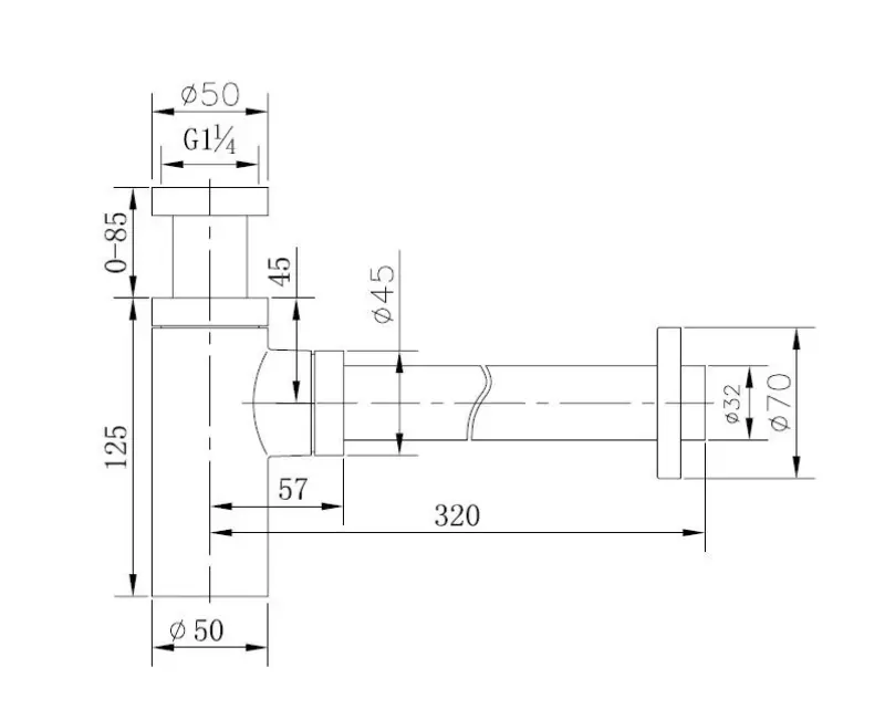 Blusani design sifon chroom BA02100