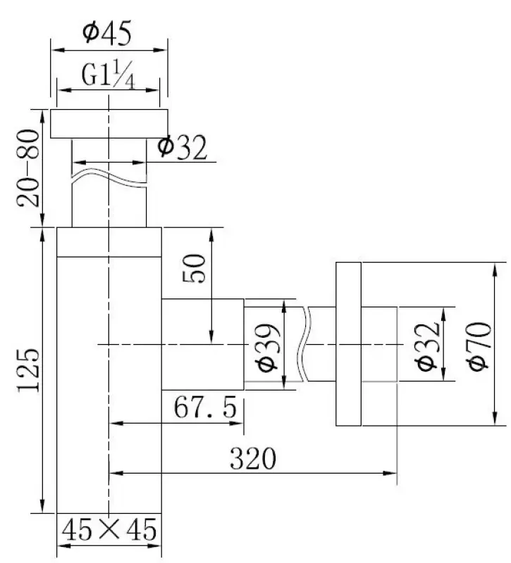 Blusani Quad design sifon mini chroom BA02104