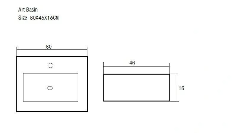 Blusani Cera Square wastafel 80x44 cm wit BCS01101