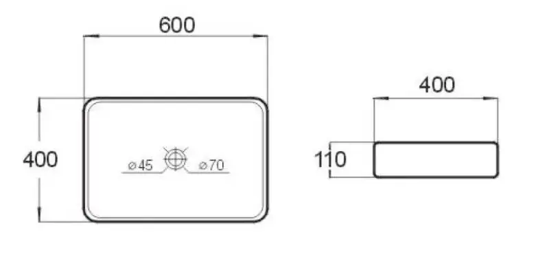 Blusani Cera Square wastafel 60x40 cm wit BCS01103