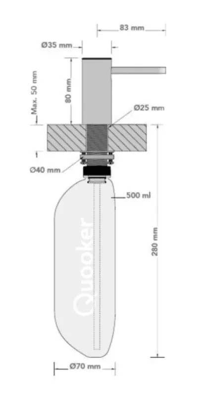 Quooker Nordic zeepdispenser zeeppomp RVS ZPNRVS