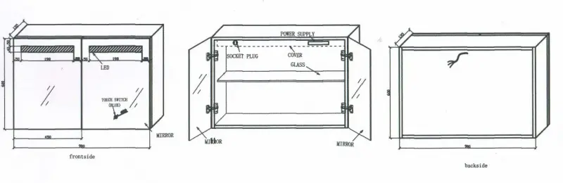 Blusani Double spiegelkast 90cm met led verlichting aluminium BD21090