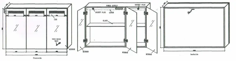 Blusani Double spiegelkast 120cm met led verlichting aluminium BD21120