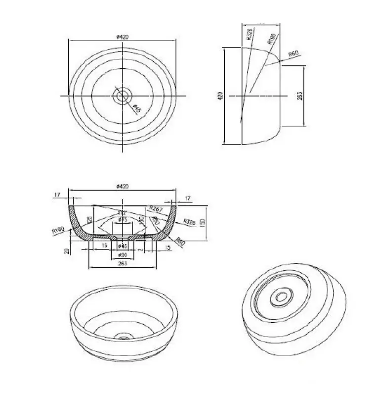 Solid S Loupi opzet waskom 42 cm mat wit BS301152