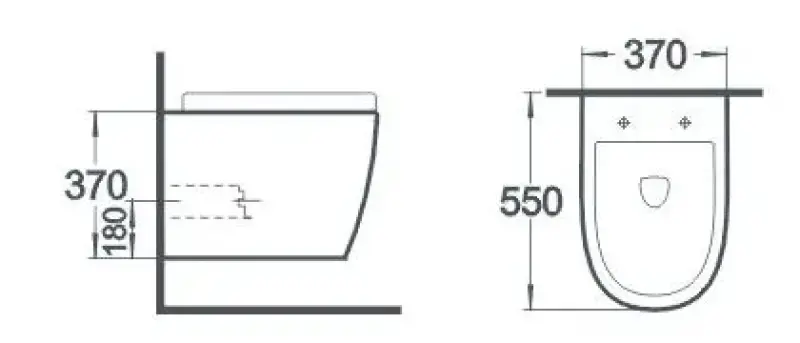 Blusani New Style wandcloset met verdekte bevestiging wit BNS1001