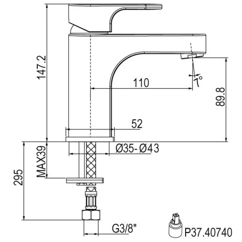 Rubio Milo wastafelkraan 110 zonder waste chroom R201001S21