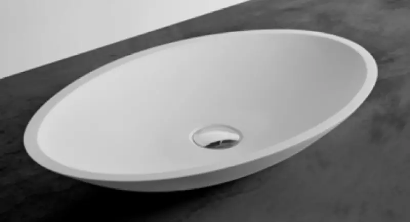 Solid-S Top opbouwwastafel ovaal mat wit B70xD40X9cm 1207916982