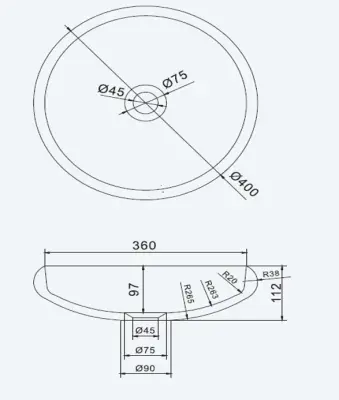 Solid-S Top Thin opbouwwastafel rond mat wit B40xH11.2cm zonder waste SOLS20105