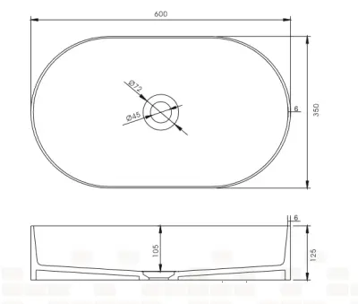 Solid-S Top opbouwwastafel ovaal mat wit B60xD35xH12.5cm 1207917022