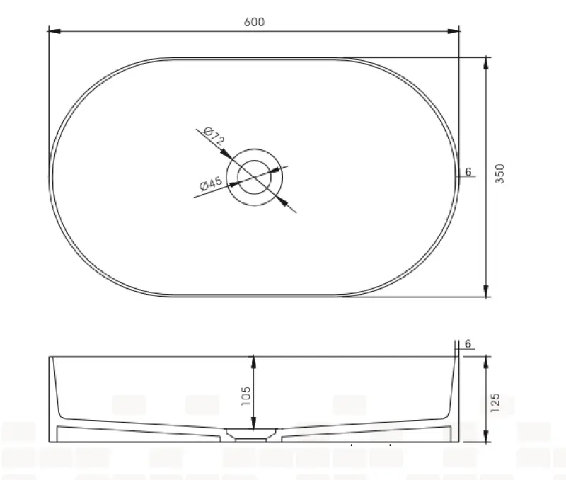 Solid-S Top opbouwwastafel ovaal mat wit B60xD35xH12.5cm 1207917022