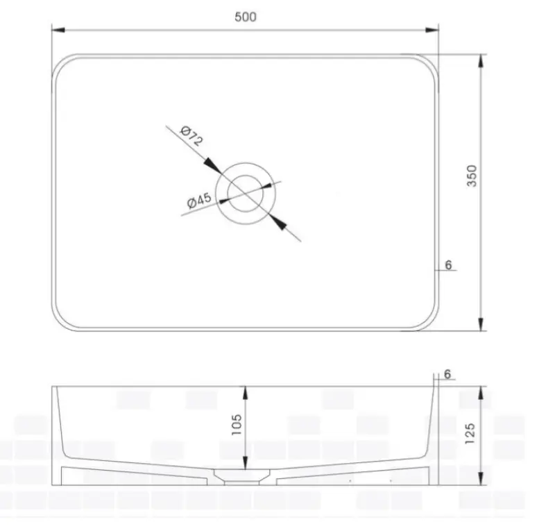 Solid-S Top opbouwwastafel rechthoek mat wit B50xD35xH12.5cm 1207917042
