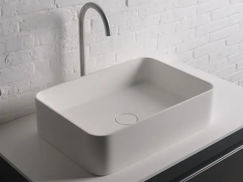 Solid-S Top opbouwwastafel rechthoek mat wit B50xD35xH12.5cm 1207917042