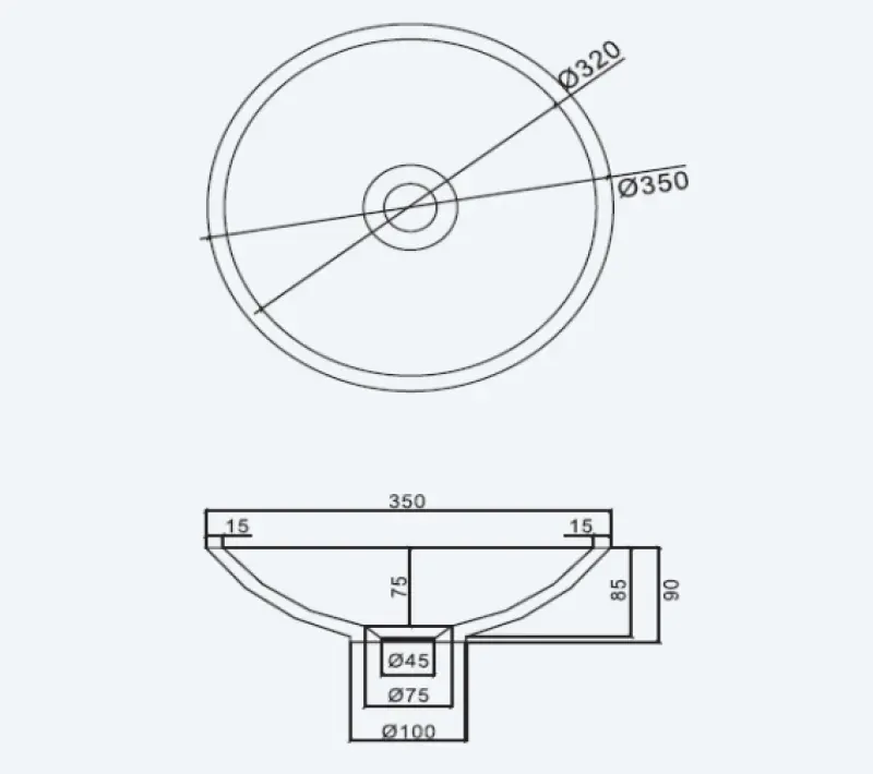 Solid-S Top opbouwwastafel rond mat wit B35xH9cm 1207917072
