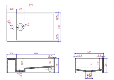 Solid-S Wall wastafel rechthoek mat wit B50xD30xH15cm met kraangat rechts 1207917172