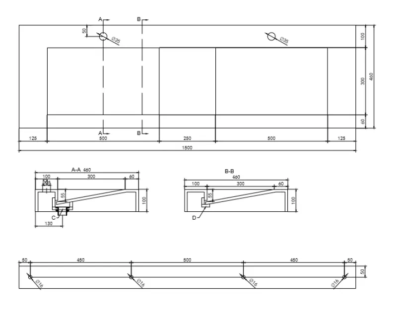 Solid-S Wall dubbele wastafel rechthoek mat wit B150xD46xH10cm 1207917232