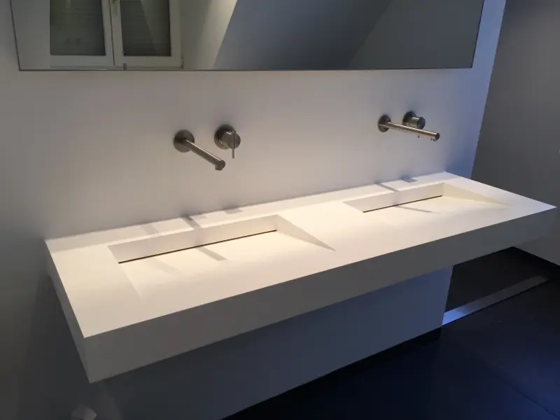 Solid-S Wall dubbele wastafel rechthoek mat wit B150xD46xH10cm 1207917232