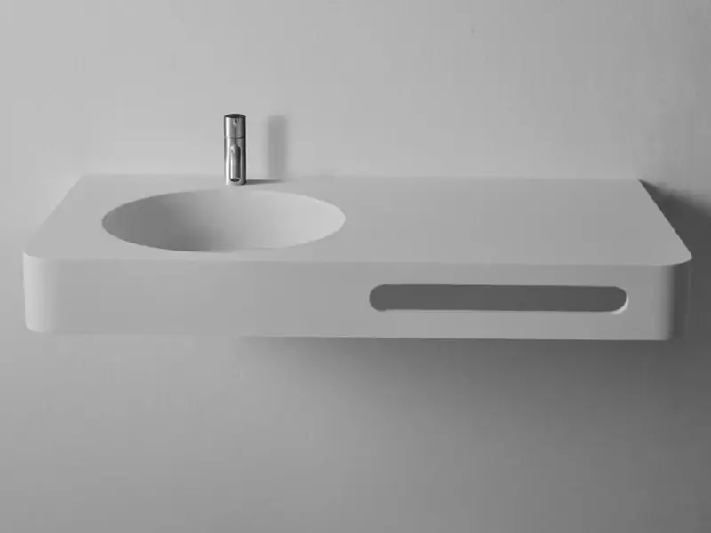 Solid-S Wall Special wastafel met handdoekrek rechthoek mat wit B90xD48xH10cm 1207917262