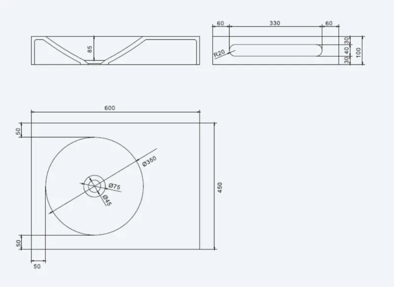 Solid-S Wall Special SolidNext wastafel met handdoekrek rechthoek mat wit B60xD45xH10cm 1207917272