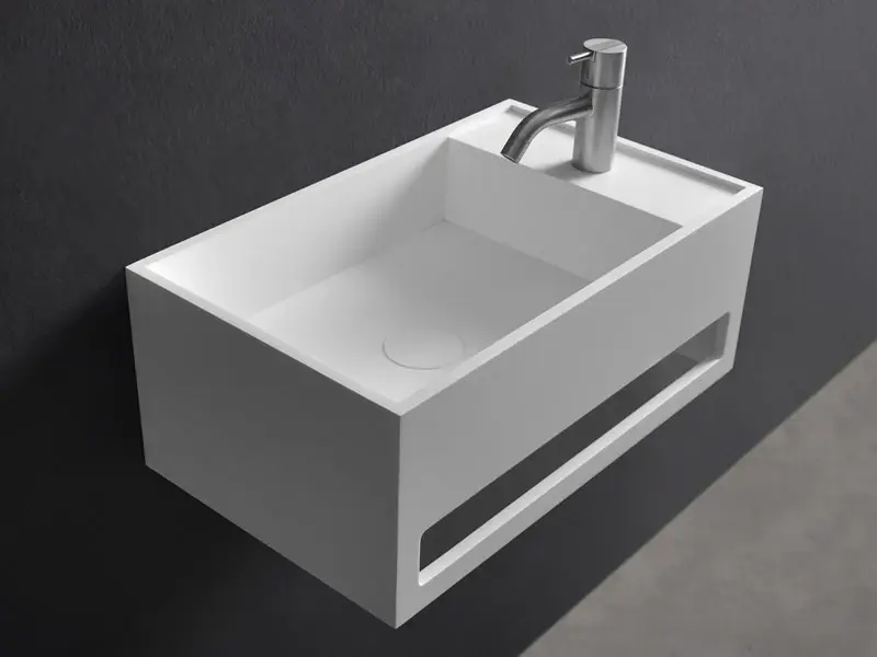 Solid-S Wall Special wastafel met handdoekrek rechthoek mat wit B50xD30xH20cm 1207917282