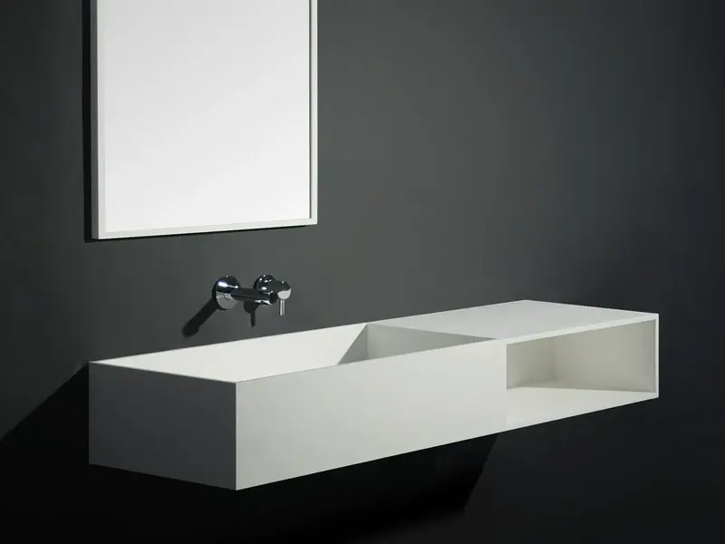 Solid-S Wall Special wastafel met kast rechthoek mat wit B140xD37.6xH20cm zonder waste 1207917352